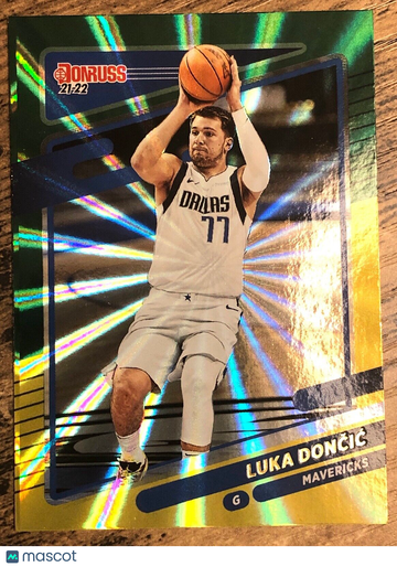 2021 Panini Donruss #77 LUKA DONCIC Green/Yellow Laser Parallel Mavericks 🔥