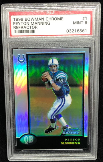 Peyton Manning 1998 Bowman Chrome Refractor Rookie PSA 9 POP 272