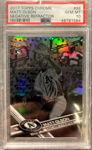 Matt Olson Topps Chrome Rookie Negative PSA 10