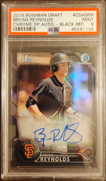 Bryan Reynolds 2017 Bowman Chrome Black Refractor Auto #/75 PSA 9