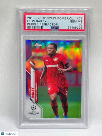 2019 Topps Chrome UEFA Champions League Leon Bailey #77 Purple Refractor PSA 10