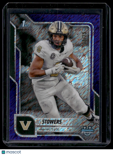 2025 Bowman Chrome University Eli Stowers #191 Purple RayWave /75