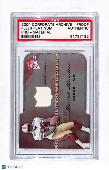 2004 Fleer Platinum Pro-Material Derrick Hamilton #PM-DH2 Authentic Event-Worn Jersey Memorabilia