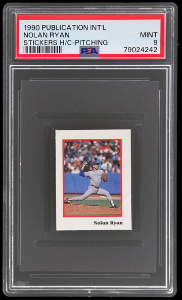 1990 Publication International Nolan Ryan Stickers Hand Cut Pitching PSA 9