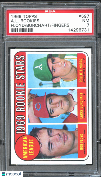 A. L. Rookies 1969 Topps Floyd Burchart Fingers PSA 7