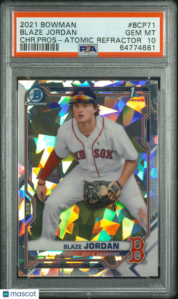 2021 Bowman Chrome Prospects Blaze Jordan #BCP71 CHR. Pros Atomic Refractor PSA 10