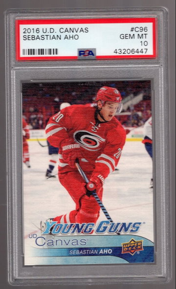 Sebastian Aho 2016-17 Upper Deck Young Canvas Guns RC