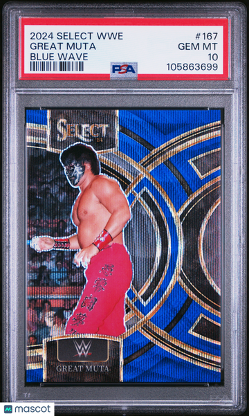2024 Panini Select WWE Great Muta #167 Blue Wave Short Print Mint Parallel/Variety Low Pop PSA 10