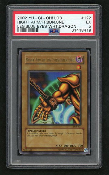 2002 Yu-Gi-Oh Legend of Blue Eyes White Dragon 1st Edition Asian English Right Arm of the Forbidden One Ur #LOB122 PSA 5