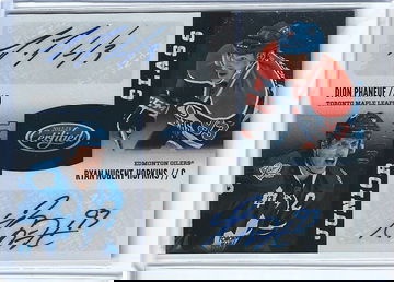 DION PHANEUF / RYAN NUGENT HOPKINS 2012/13 CERTIFIED JUNIOR CLASS AUTOGRAPH /100