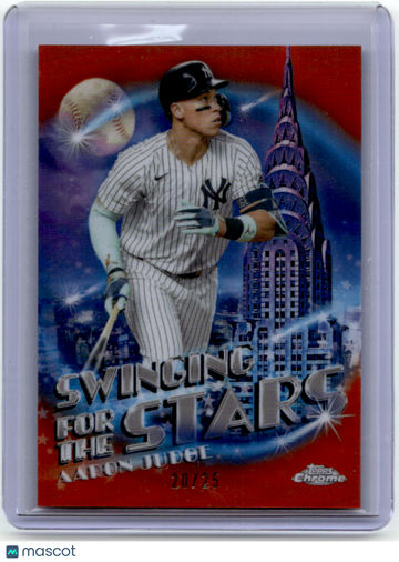 Aaron Judge 2026 Topps Chrome Fanatics Fest Swinging for the Stars Orange Refractor Short Print 20/25 #SWS-2