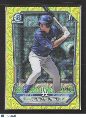 2025 Bowman Chrome Brendan Tunink #BCP-59 Yellow Lunar Glow Refractor /75 1st Bowman