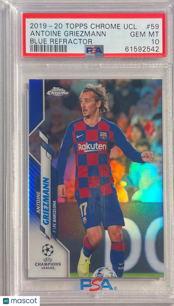 2019 Topps Chrome UEFA Champions League Antoine Griezmann #59 Blue Refractor PSA 10