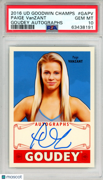 2016 Upper Deck Goodwin Champions Goudey Autographs Paige Vanzant #GAPV PSA 10