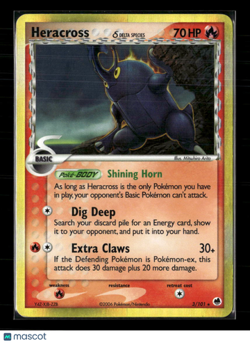 2006 EX Dragon Frontiers Heracross Holo Rare #3/101