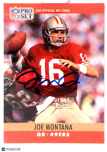 1990 Pro Set Football Card Joe Montana #293 San Francisco 49ers Auto