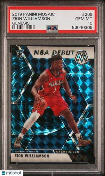 2019 Panini Mosaic Zion Williamson #269 Genesis Rookie PSA 10