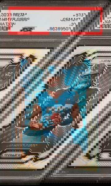 2023 Panini Prizm Jahmyr Gibbs Silver Variation SP Rookie #313 Lions RC PSA 10