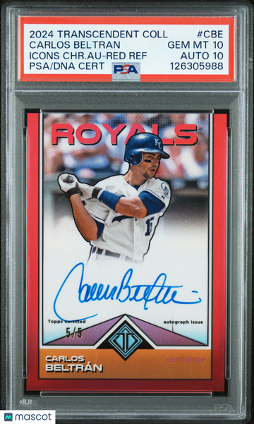2024 Topps Transcendent Carlos Beltran #CBE CHR. Au Red Ref /5 PSA 10 Auto 10
