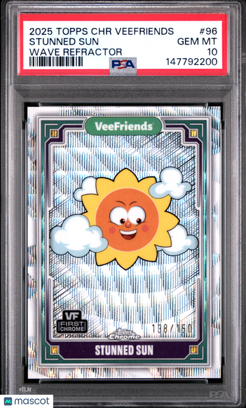 2025 Topps Chrome Veefriends Stunned Sun #96 Wave Refractor PSA 10