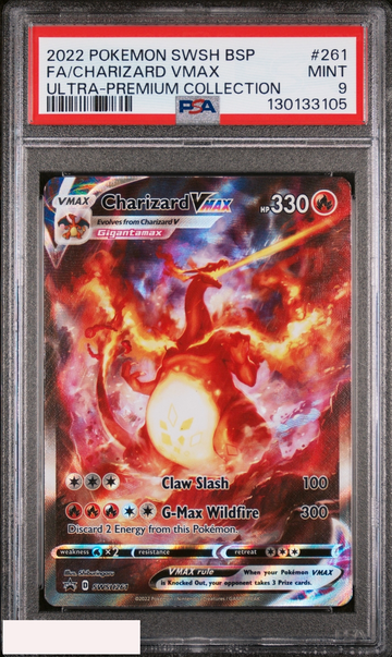2022 POKEMON SWSH BLACK STAR PROMO FA CHARIZARD VMAX #261 UPC PSA 9