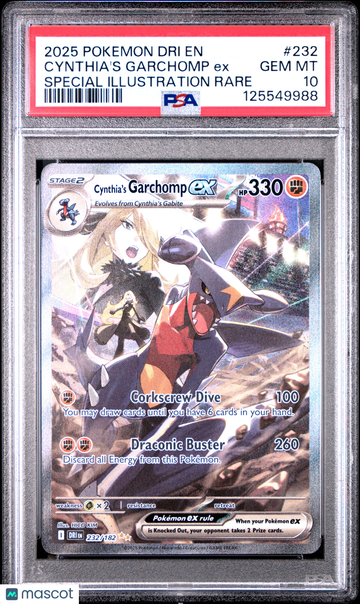 2025 Pokemon Dri EN-Destined Rivals Cynthia's Garchomp EX Special Illustration Rare PSA 10 #232