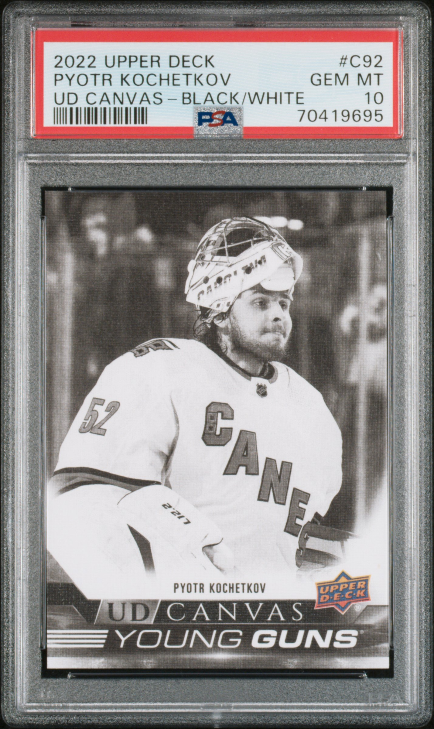 2022 Upper Deck UD Canvas Pyotr Kochetkov #C92 UD Canvas-Black/White PSA 10