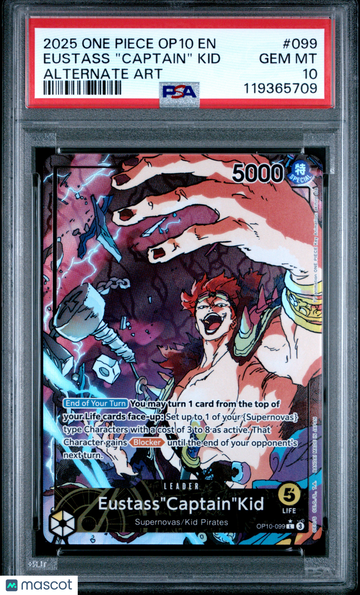 2025 One Piece Op10-Royal Blood Eustass "captain" Kid Alternate Art PSA 10 #099