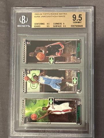 2003 Topps Rookie Matrix Lebron James Dwyane Wade Carmelo Anthony BGS 9.5 RC