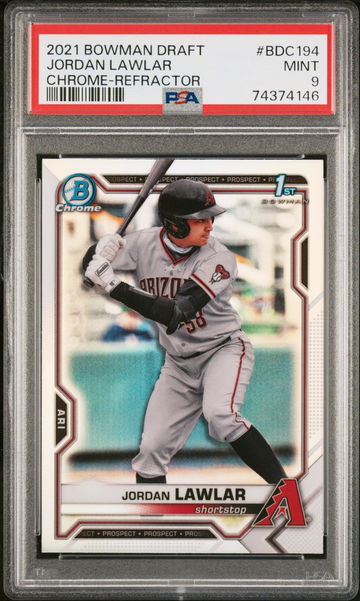 2021 Bowman Draft Jordan Lawlar #BDC194 CHROME-REFRACTOR PSA 9