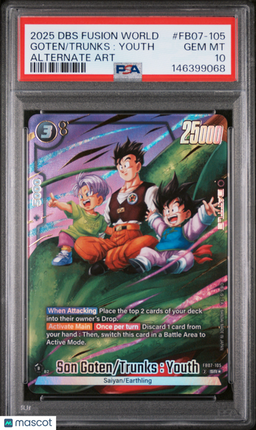 2025 Dragon Ball Super Card Game Fusion World Wish For Shenron Trunks: Youth Goten Alternate Art Trading Card PSA 10