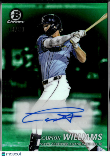 Carson Williams 2025 Bowman Draft Chrome Achromatic Autograph Auto Green Refractor /90 Tampa Bay Rays