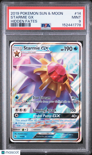 2019 Pokemon Sun & Moon Hidden Fates Starmie GX Hidden Fates PSA 9 #14