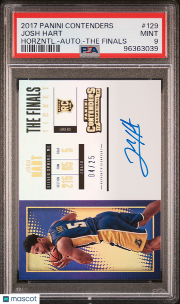 2017 Panini Contenders Josh Hart #129 Horzntl. Autograph The Finals /25 PSA 9