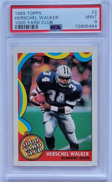 1989 TOPPS #2 HERSCHEL WALKER 1000 YARD CLUB PSA 9 MINT