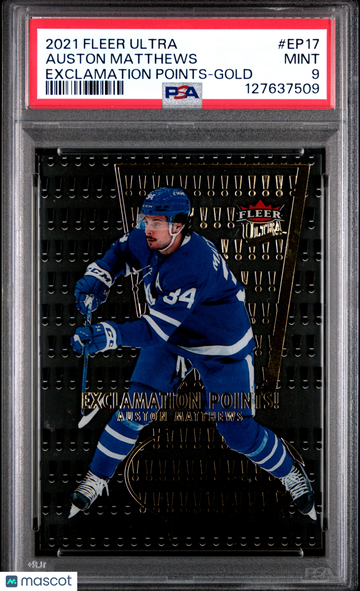 2021 Upper Deck Fleer Ultra Exclamation Points Auston Matthews #EP17 Gold PSA 9