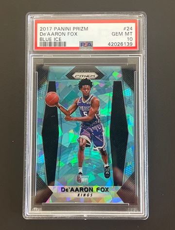 De’Aaron Fox 2017-18 panini prizm blue ice psa 10 gem mint