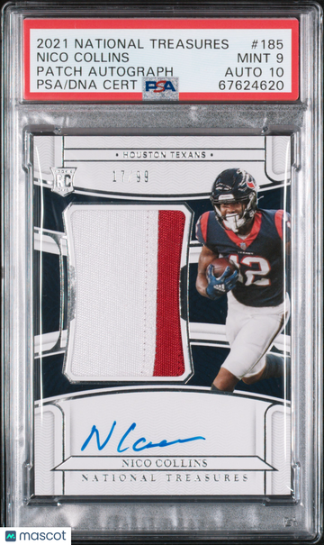 2021 Panini National Treasures Nico Collins #185 Patch Autograph /99 PSA 9 Auto 10