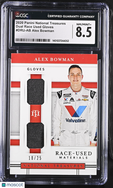 2020 National Treasures Alex Bowman #DRU-AB /25 Race Used Gloves CGC 8.5