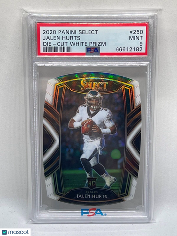 2020 Panini Select Jalen Hurts #250 Die Cut White Prizm PSA 9