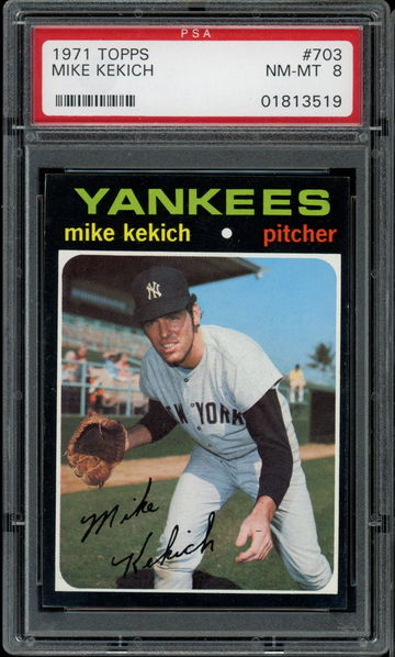 1971 Topps #703 Mike Kekich PSA 8 Yankees