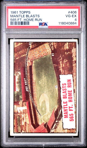 1961 Topps Baseball Baseball Thrills Mickey Mantle #406 PSA 4