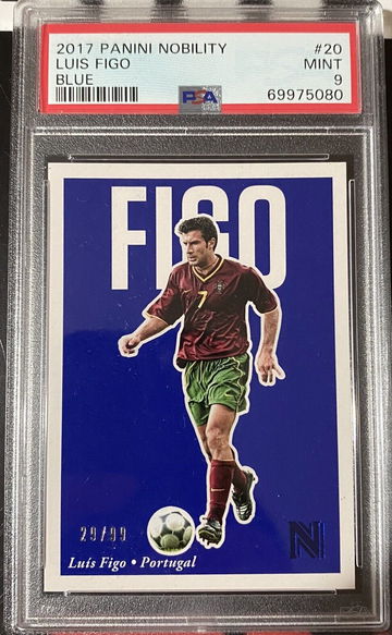 Luis Figo Panini Nobility 2017 Blue PSA 9 #20 Portugal 29/99