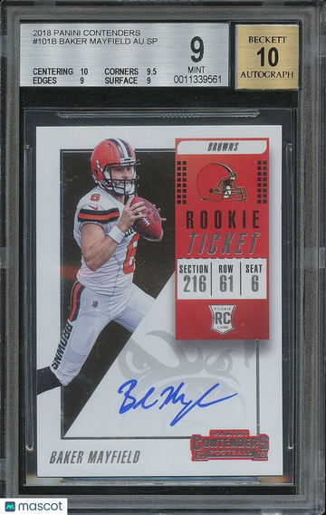 2018 Panini Contenders Baker Mayfield #101B Rookie BGS 9 Auto 10