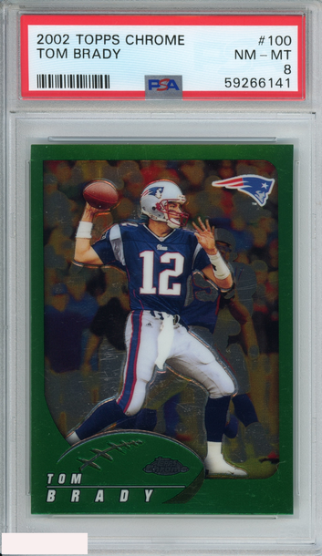 2002 TOPPS CHROME TOM BRADY #100 NEW ENGLAND PATRIOTS PSA 8 NM-MT