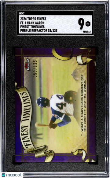 2024 Topps Finest Hank Aaron #FT-1 Timelines Purple Refractor SGC 9