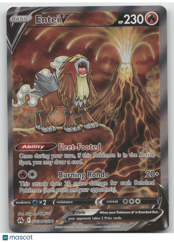 2023 SWSH Crown Zenith Entei V Holo Rare #GG36/GG70