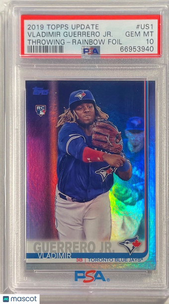 2019 Topps Update Vladimir Guerrero JR. #US1 Throwing Rainbow Foil PSA 10