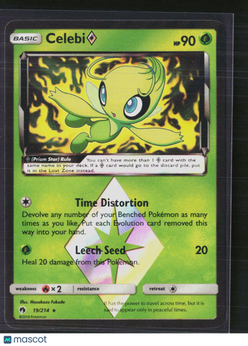 2018 Pokemon Lost Thunder Celebi Holo Rare Trading Card #19/214