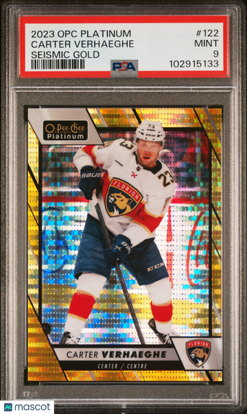2023-24 O-Pee-Chee Platinum Carter Verhaeghe #122 Seismic Gold PSA 9